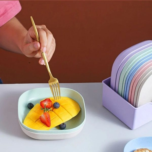 10pcs Plates Multi-function Spit Bone Plate Set Household Food Grade Plastic Elliptical Plate Set – Plate With Stand