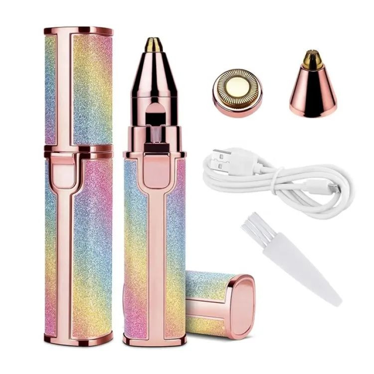 2in1 Electric Eyebrow Trimmer and Shaver Rechargeable Hair Remover for All Parts Use in Pen Flawless Hair Remover Rechargeable Painless Precision Eyebrow Trimmer and Eyebrow Razor Tool with LED Light 